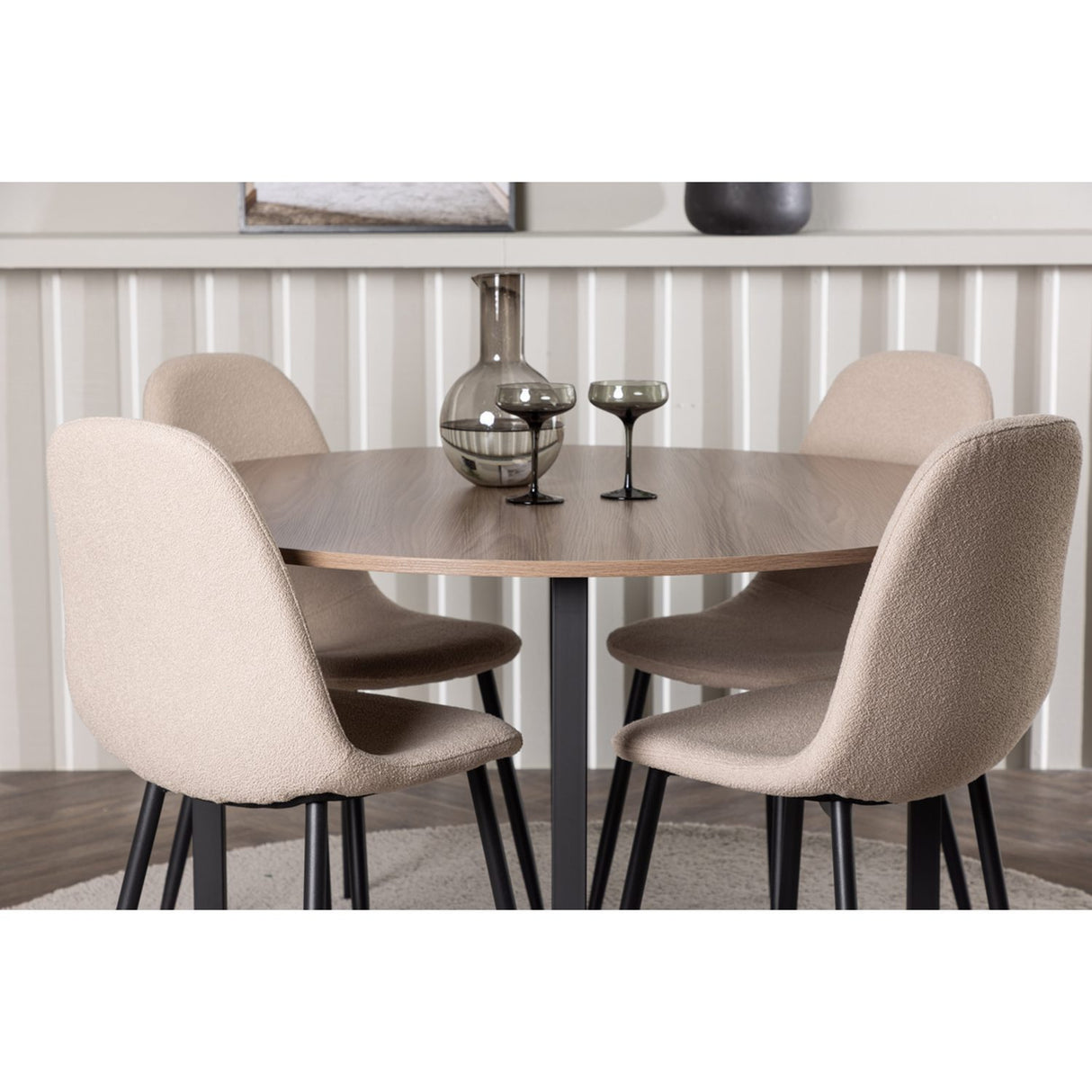 Durango, Polar Rund matgrupp Beige,Svart, Svart, valnöt, ⌀120