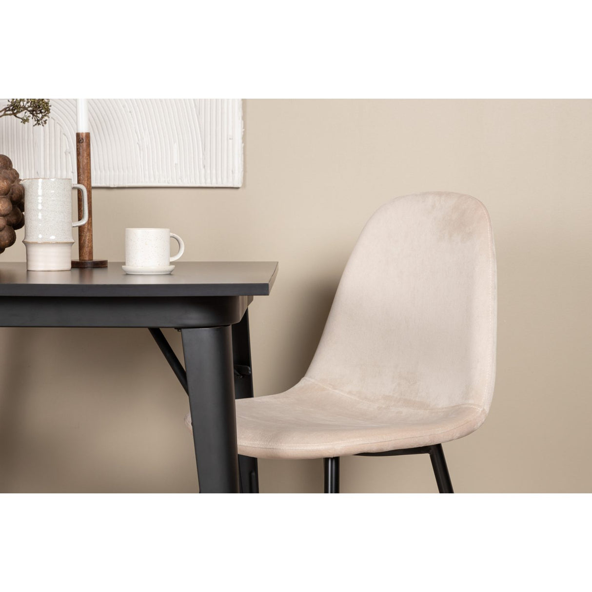 Tempe, Polar Rektangulär matgrupp Beige, Svart, Svart, 80 x 80