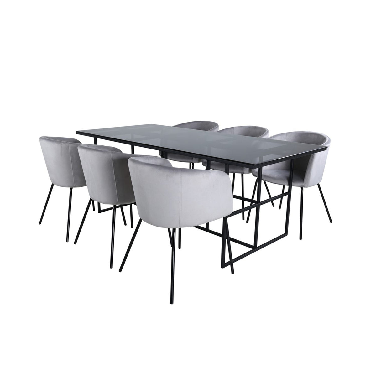 Leif, Berit Rektangulär matgrupp Svart,Grå, Svart, 200 x 90
