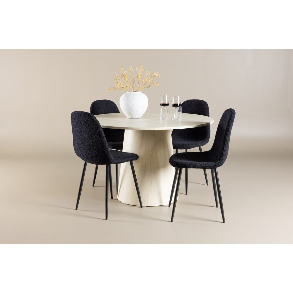 Lanzo, Polar Rund matgrupp Svart, Vitlaserad, ⌀120