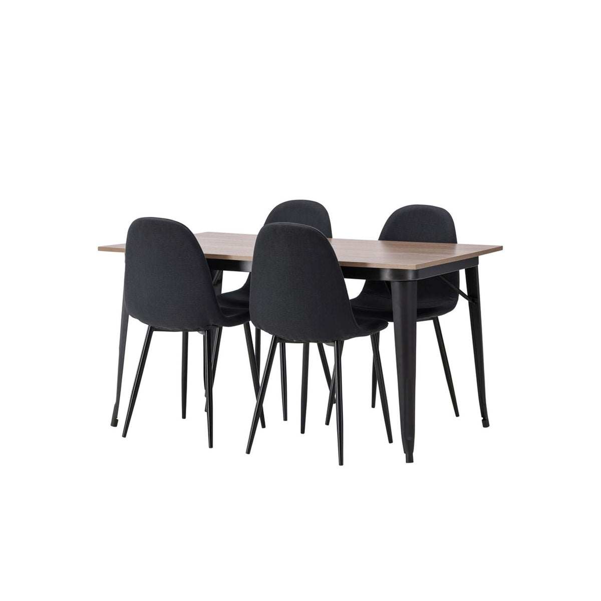 Tempe, Polar Rektangulär matgrupp Svart, Valnöt, 140 x 80