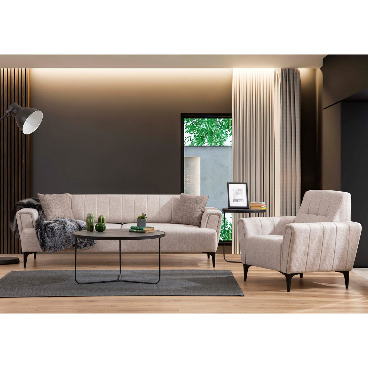 Jakarta (230 x 95 x 77 cm) 3-sits bäddsoffa Beige