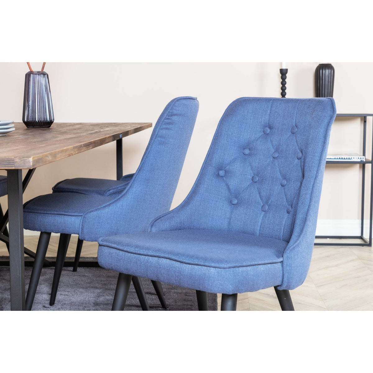 Padang, Velvet Deluxe Rektangulär matgrupp Svart,Blå, Svart,Natur, 250 x 100