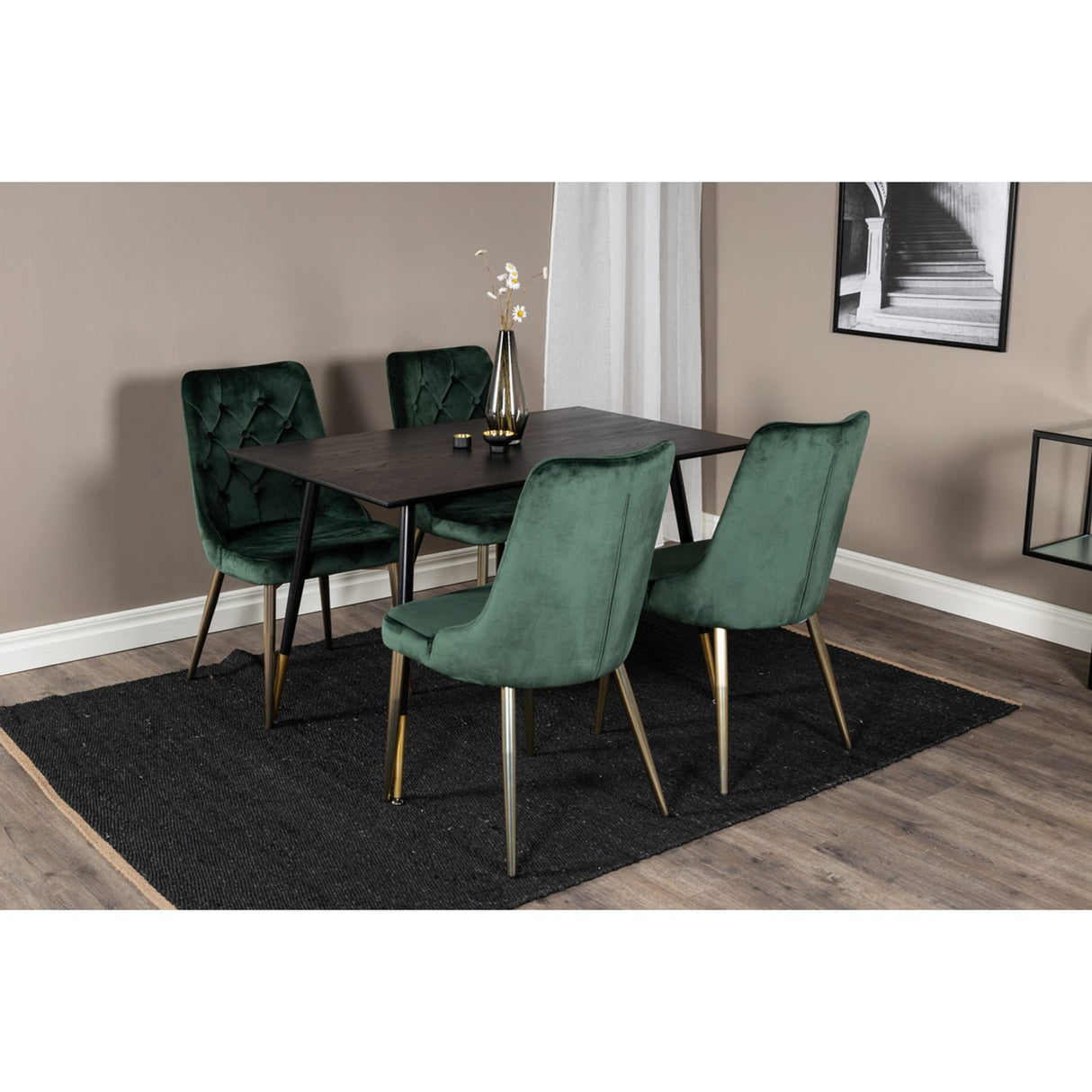Dipp, Velvet Deluxe Rund matgrupp Guld,Grön, Svart,Guld, 120 x 85