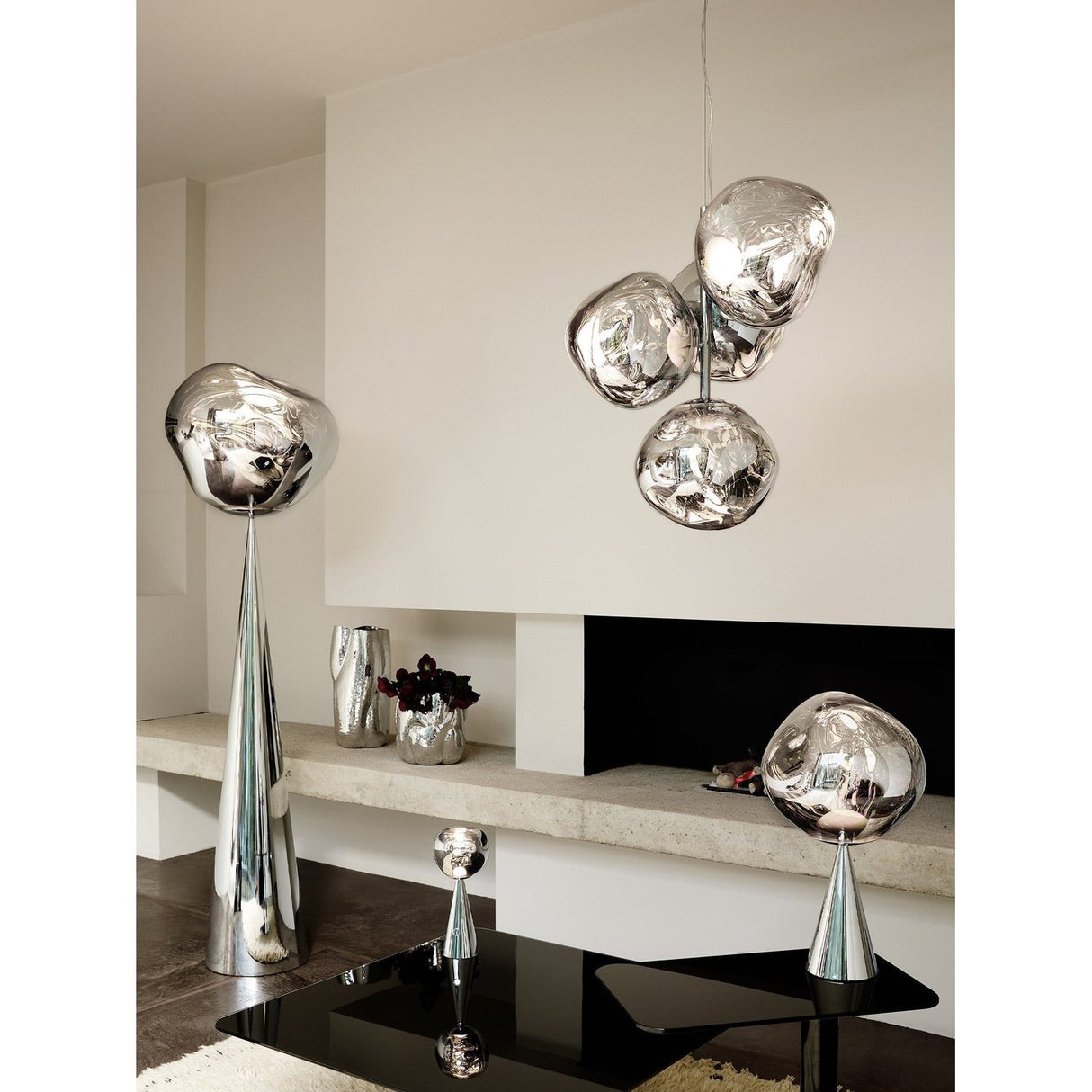 Melt Cone Fat Bordslampa Silver