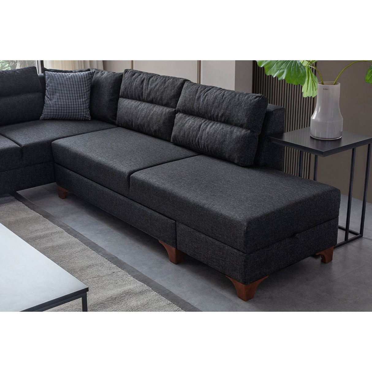 Porto (230 x 90 x 150 cm) Hörnsoffa-bäddsoffa Antracit, Vänster