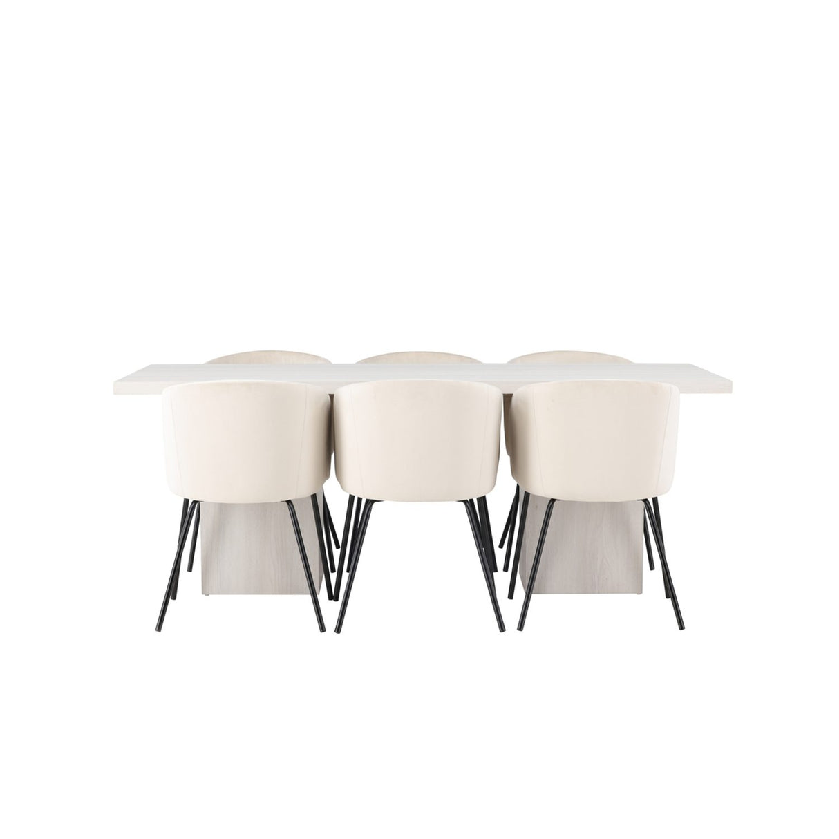 Olga, Berit Rektangulär matgrupp Beige,Svart, Vit, 200 x 90