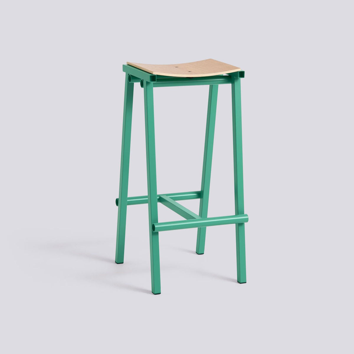 Taburete 8 75 cm Barpall ekfaner med vattenbaserad lack, Soft jade – pulverlackerat stål