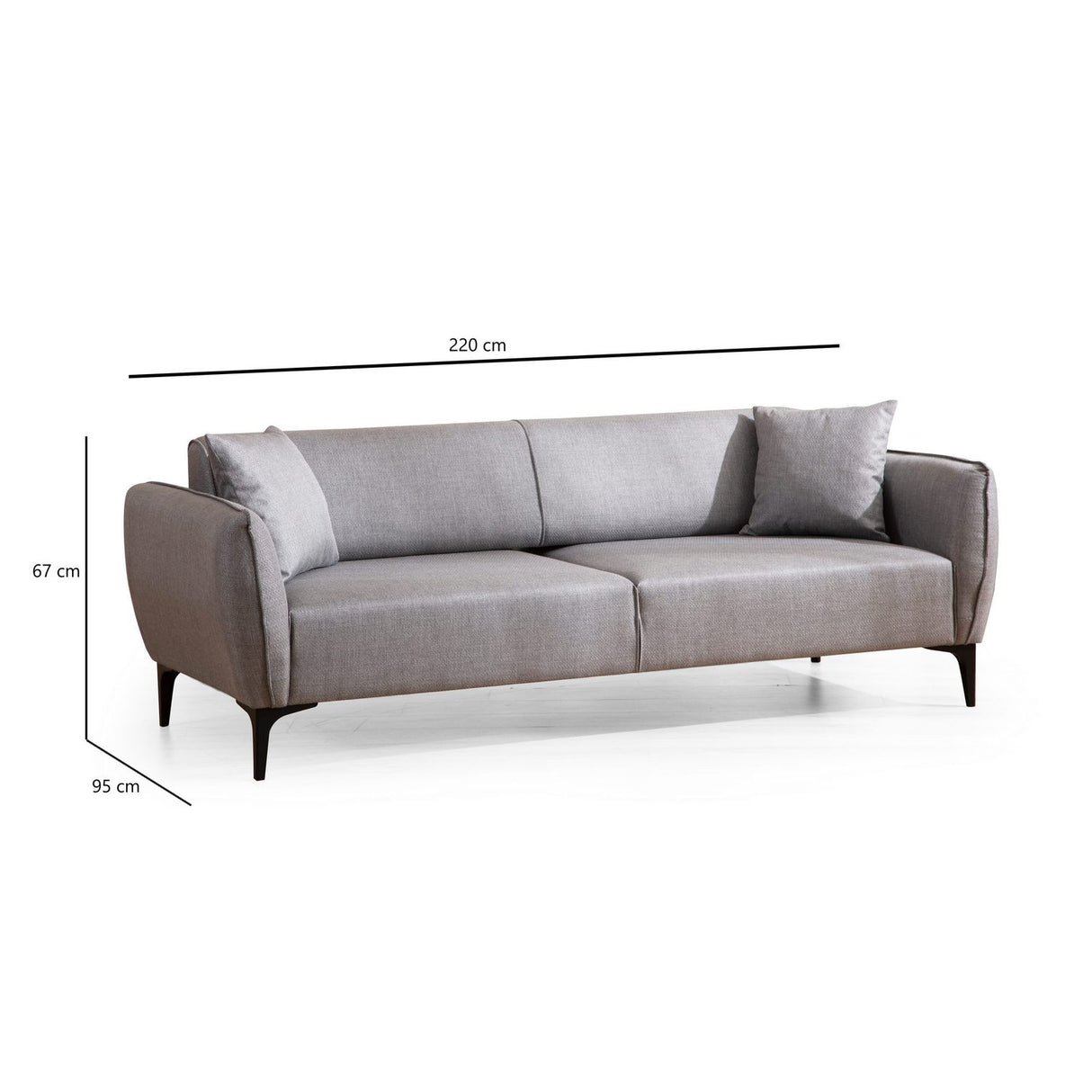 Santiago (220 x 67 x 95 cm) 3-sitssoffa Grå