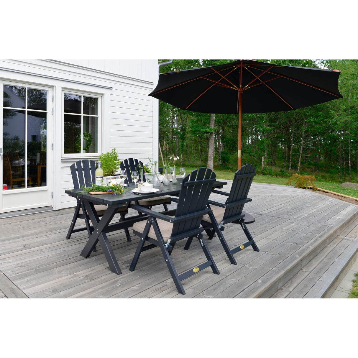 Träparasoll 335 cm Svart