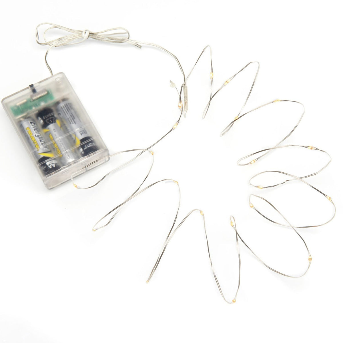 Metallisk LED Timer 6h Ljusslinga Inomhus 20 Lampor (1.9m), Amber/Silverfärgad