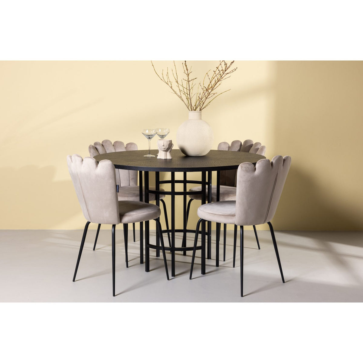 Copenhagen, Limhamn Rund matgrupp Beige,Svart, Svart, ⌀115