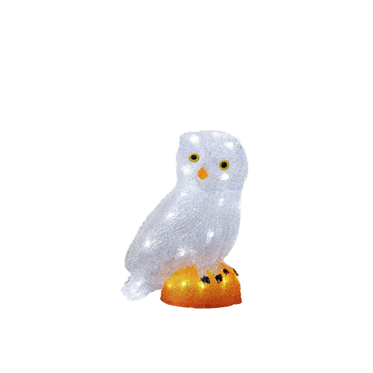 Uggla akryl vita LED Ljusdekoration Ute 27.5 cm