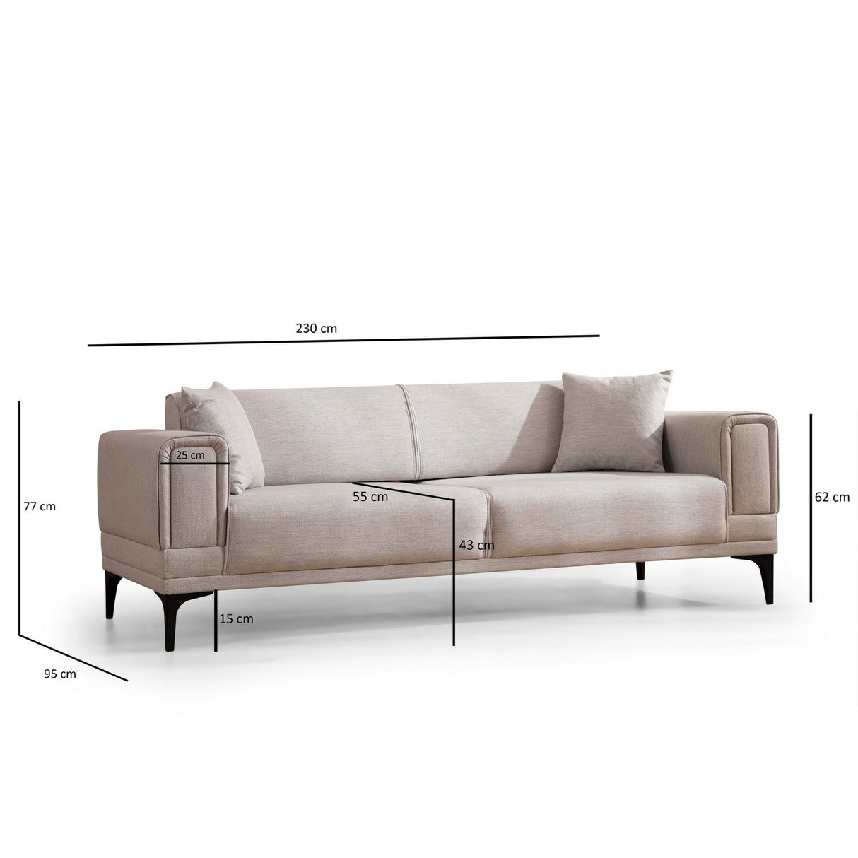 Horizon (230 x 95 x 77 cm) 3-sitssoffbädd Ecru