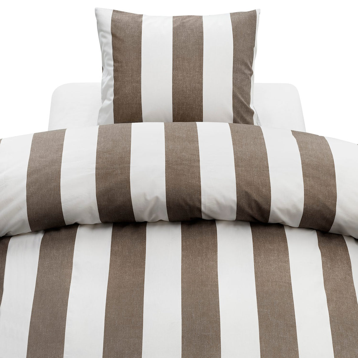 2-Dels Set Block stripe Påslakanset Enkelsäng Brun