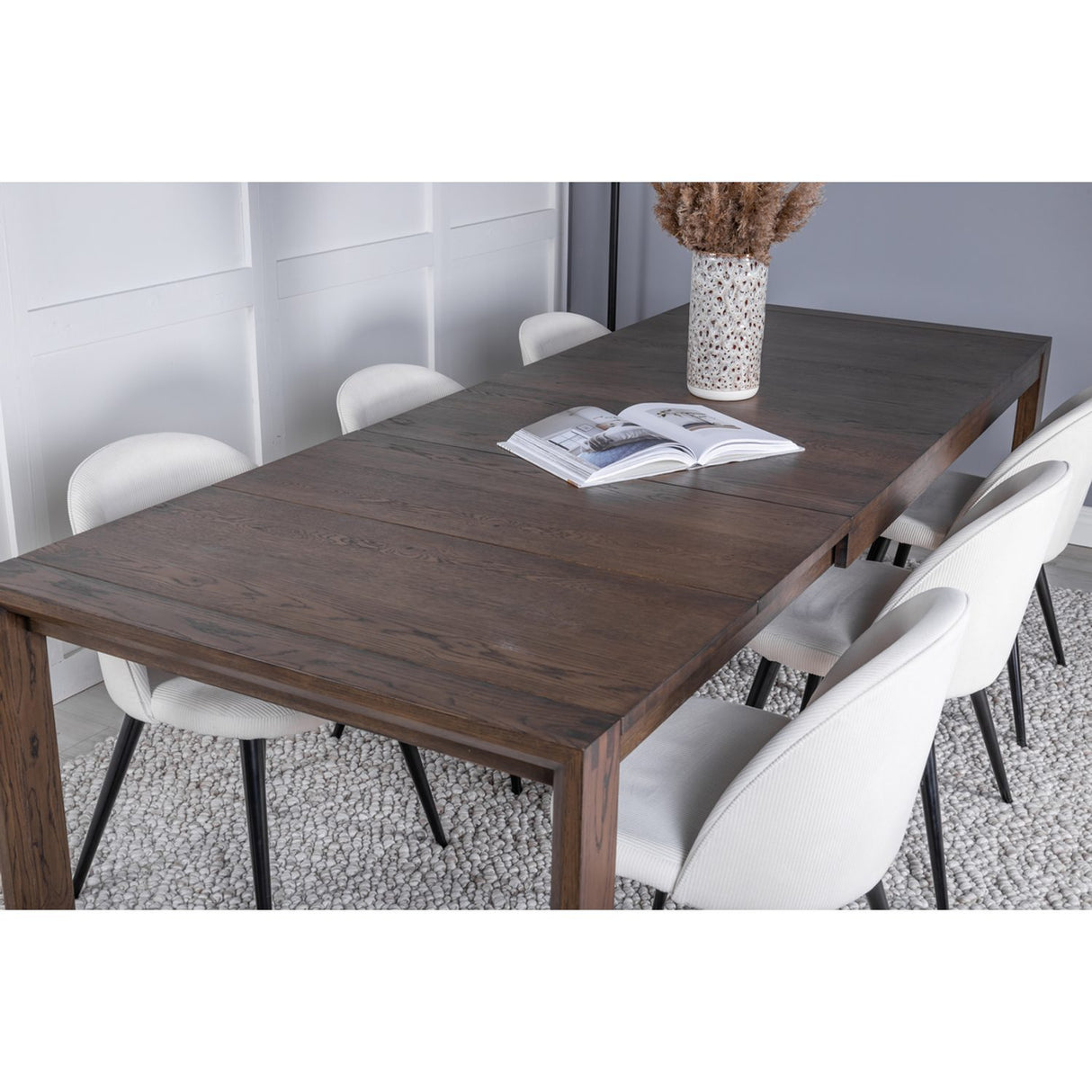 Slider, Velvet Rektangulär matgrupp Vit, Natur, 6st