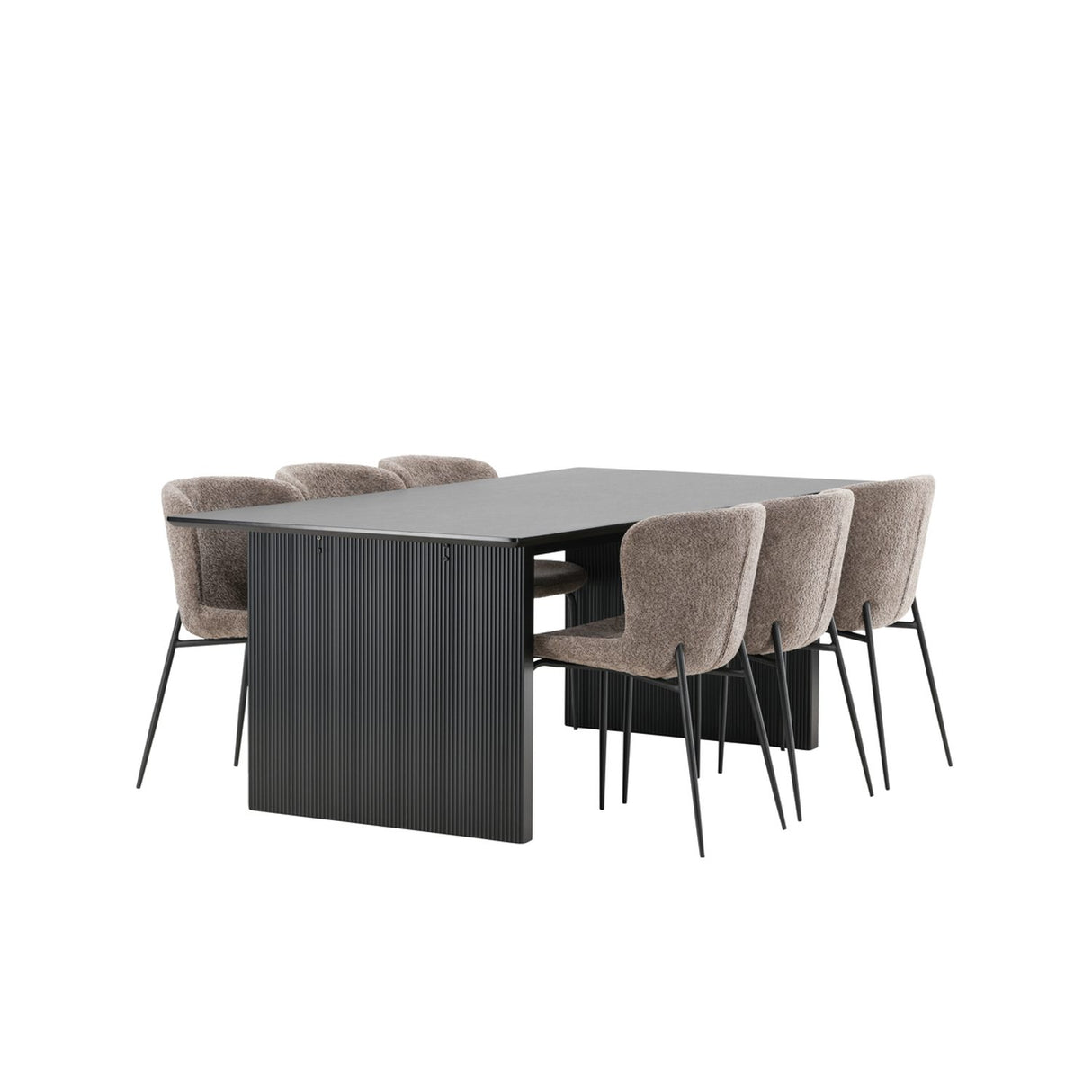 Vail, Modesto Rektangulär matgrupp Beige, Svart, Svart, 200 x 100