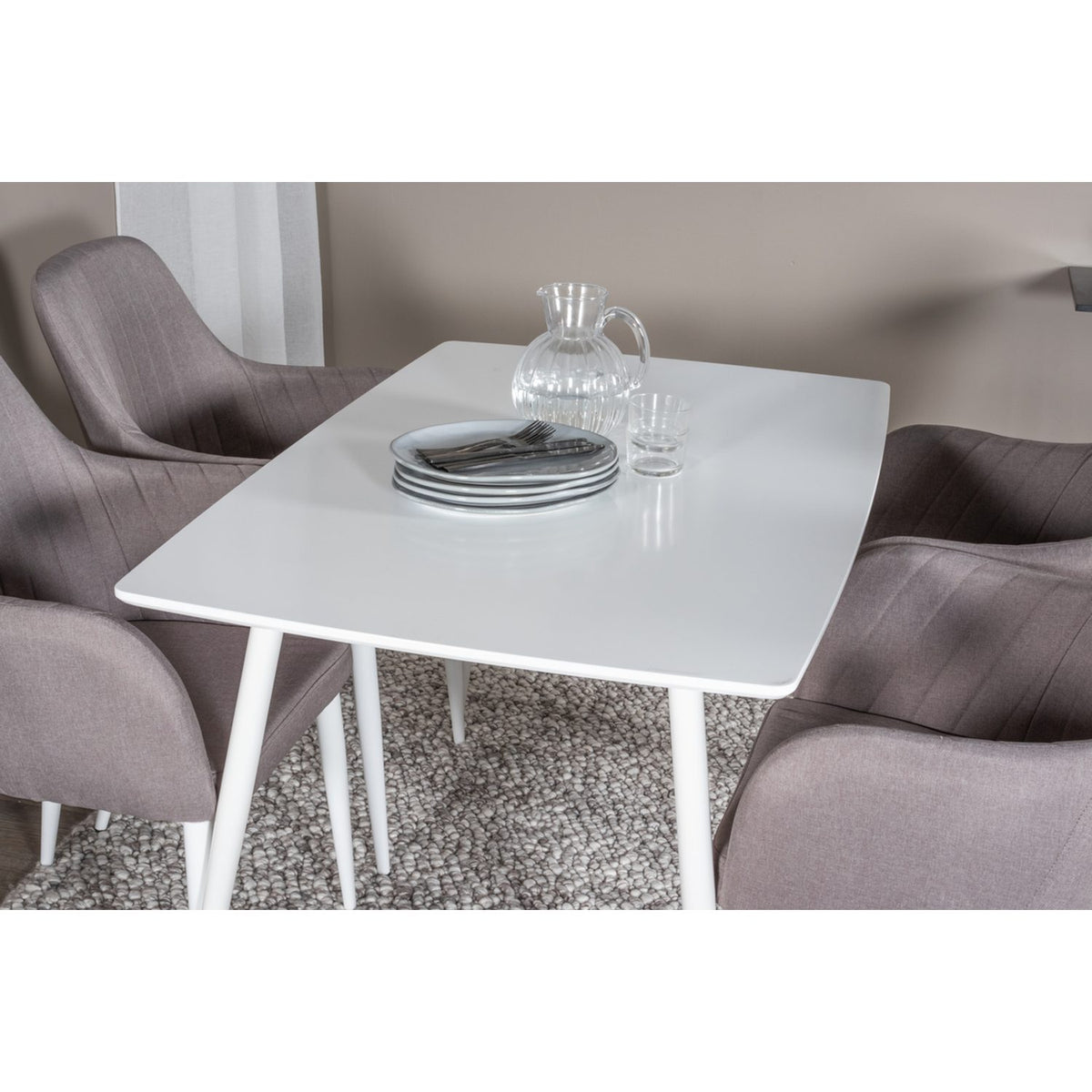 Polar, Comfort Rektangulär matgrupp Grå,Vit, Vit, 120 x 75