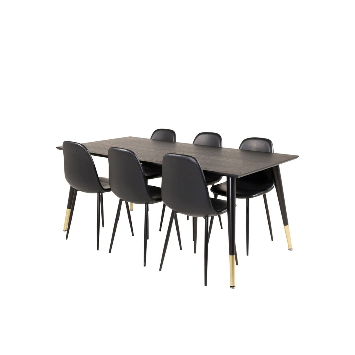 Dipp, Polar Rektangulär matgrupp Svart, Svart, Guld, 180 x 90