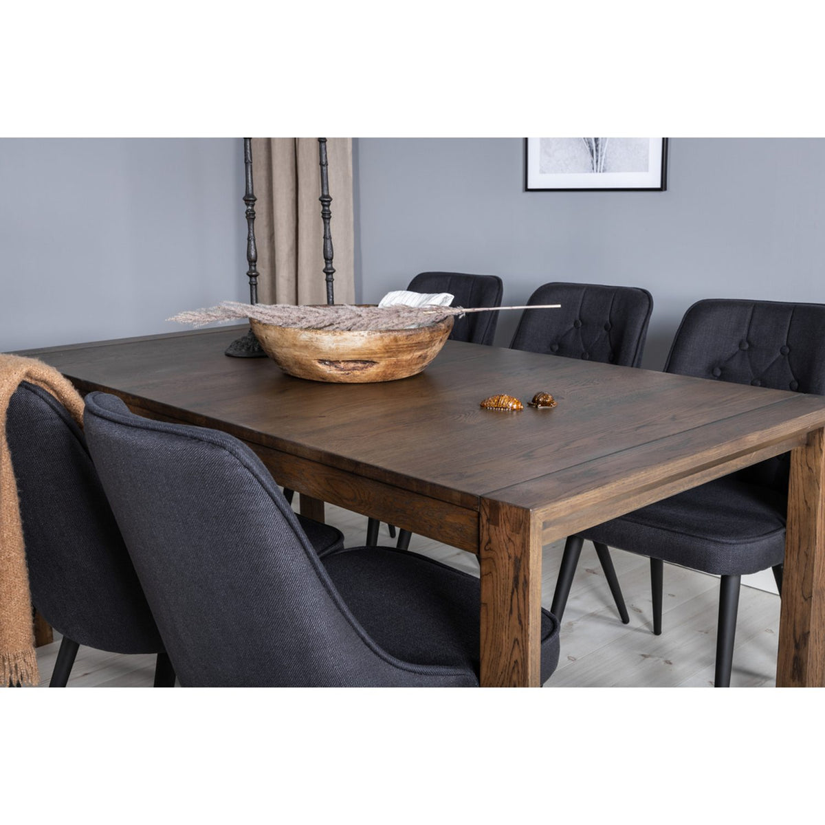 Slider, Velvet Deluxe Rektangulär matgrupp Svart, Natur, 170 x 95