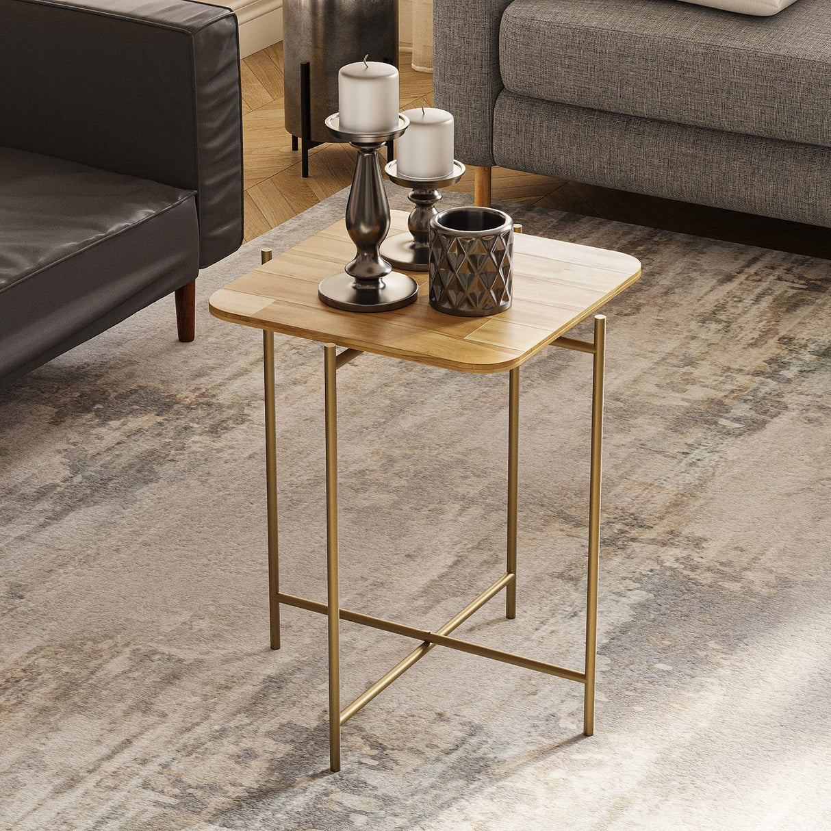 Bamako V (46 x 56 x 46 cm) Soffbord Guld Natur