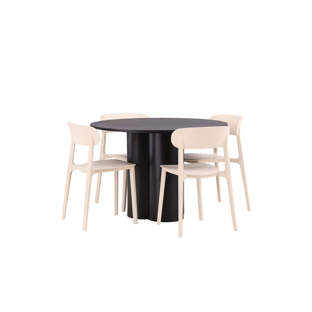 Olivia, Åstol Rund matgrupp Beige, Svart, 4st