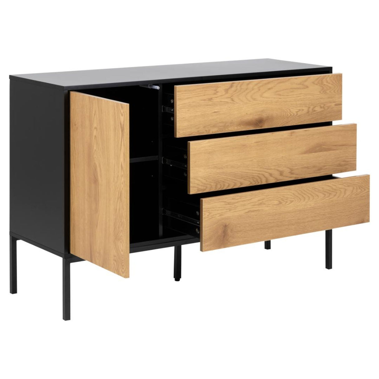 Notting Hill Sideboard 3 lådor 120x40x82 cm Svart/Ek