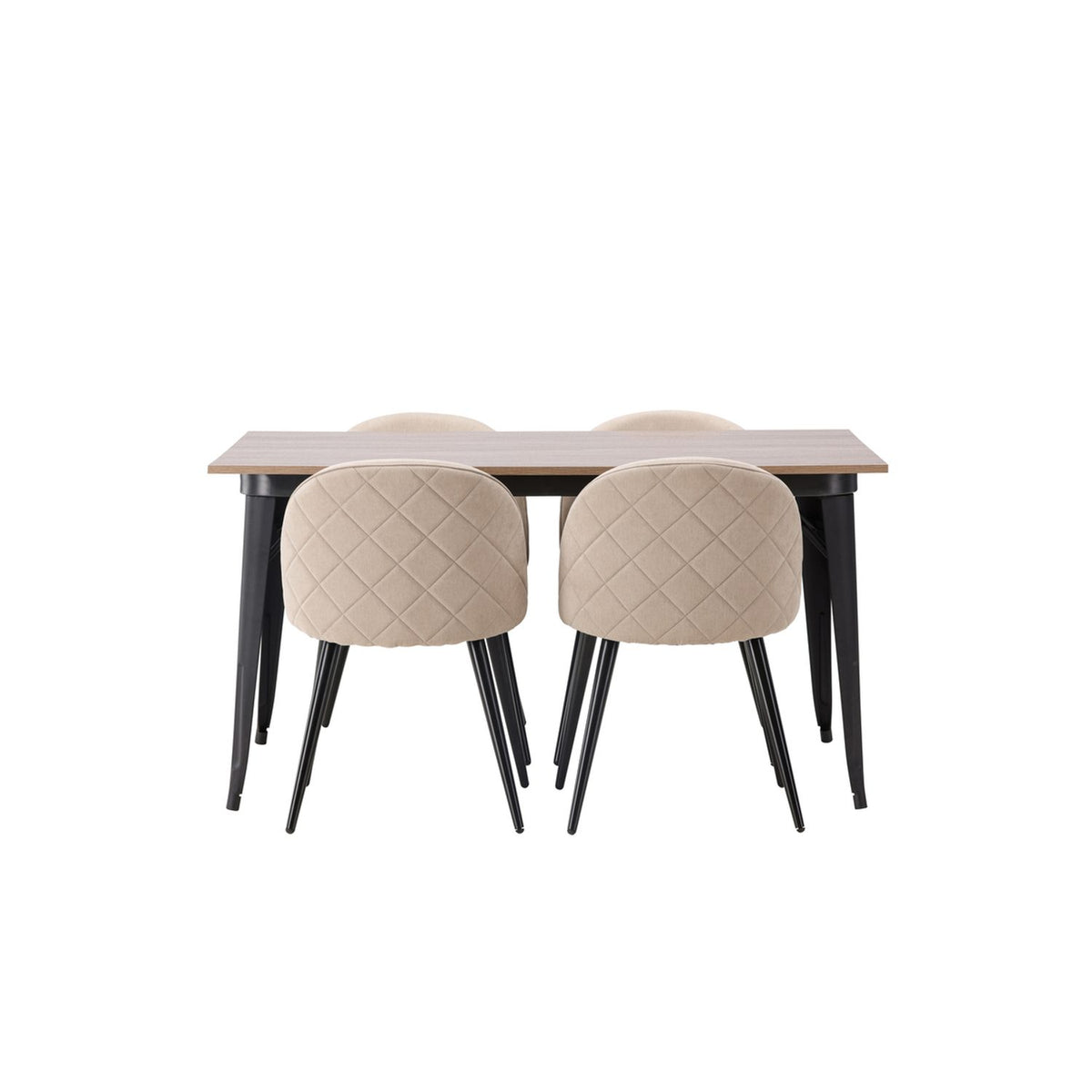 Tempe, Velvet Rektangulär matgrupp Beige, Svart, Valnöt, 140 x 80