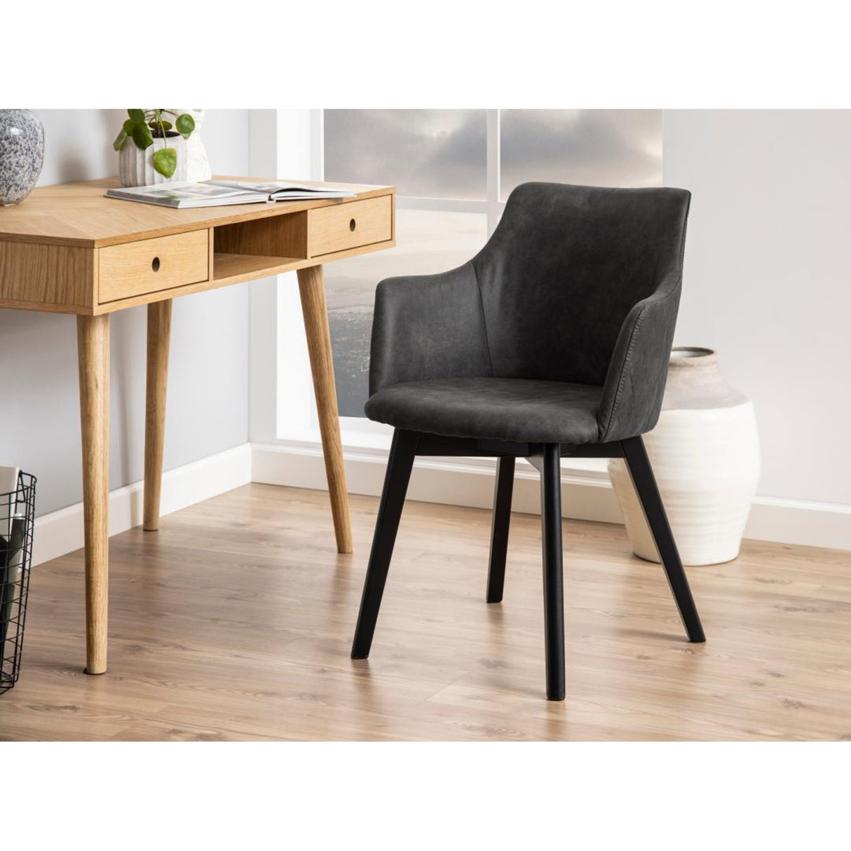 Bella Karmstol Preston tyg/Antracit