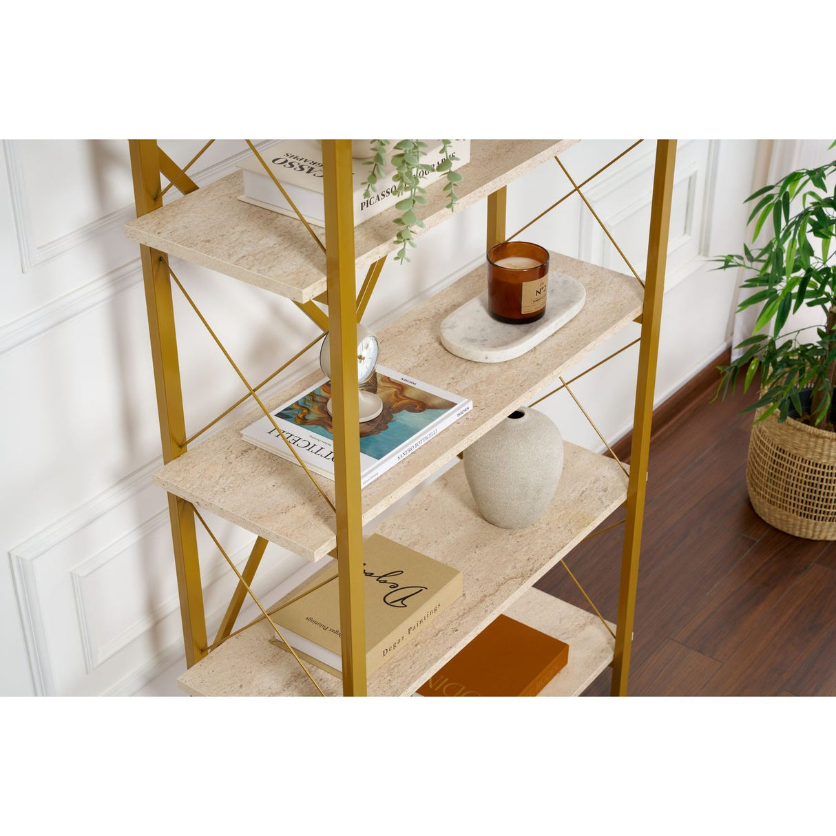 Sal Bokhylla Travertine Gold