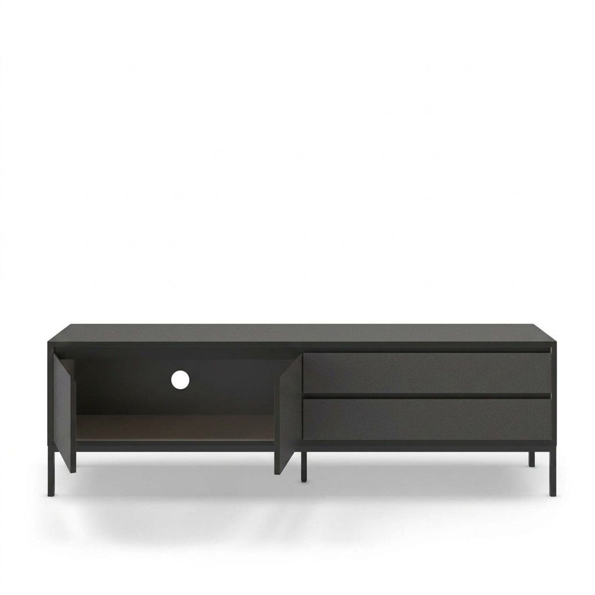 Lorenza (180 x 55 x 40 cm) TV-bänk Antracit trä svart svart