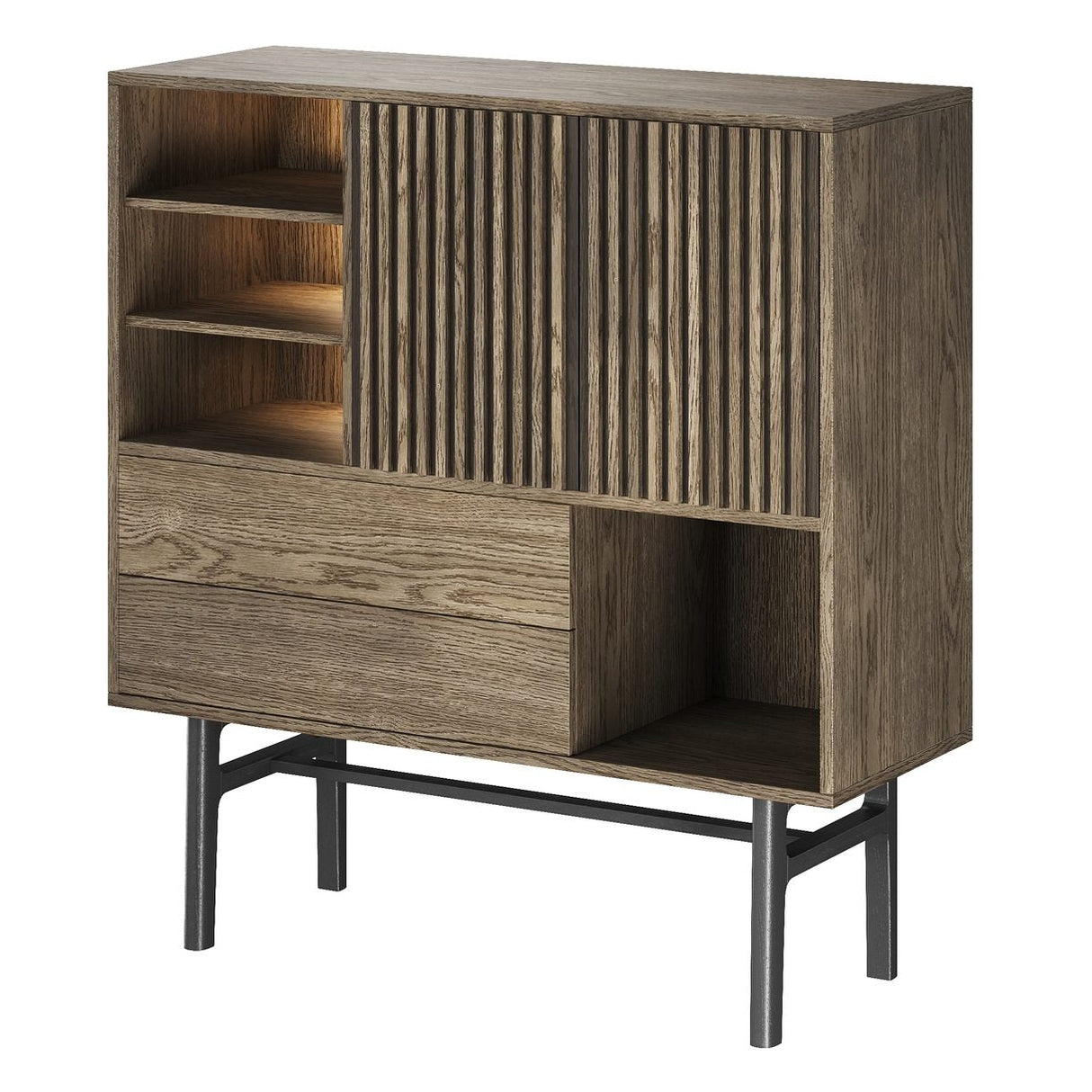 Högskåp Nr.230 Trädörrar 120x131 cm Rökoljad Ek