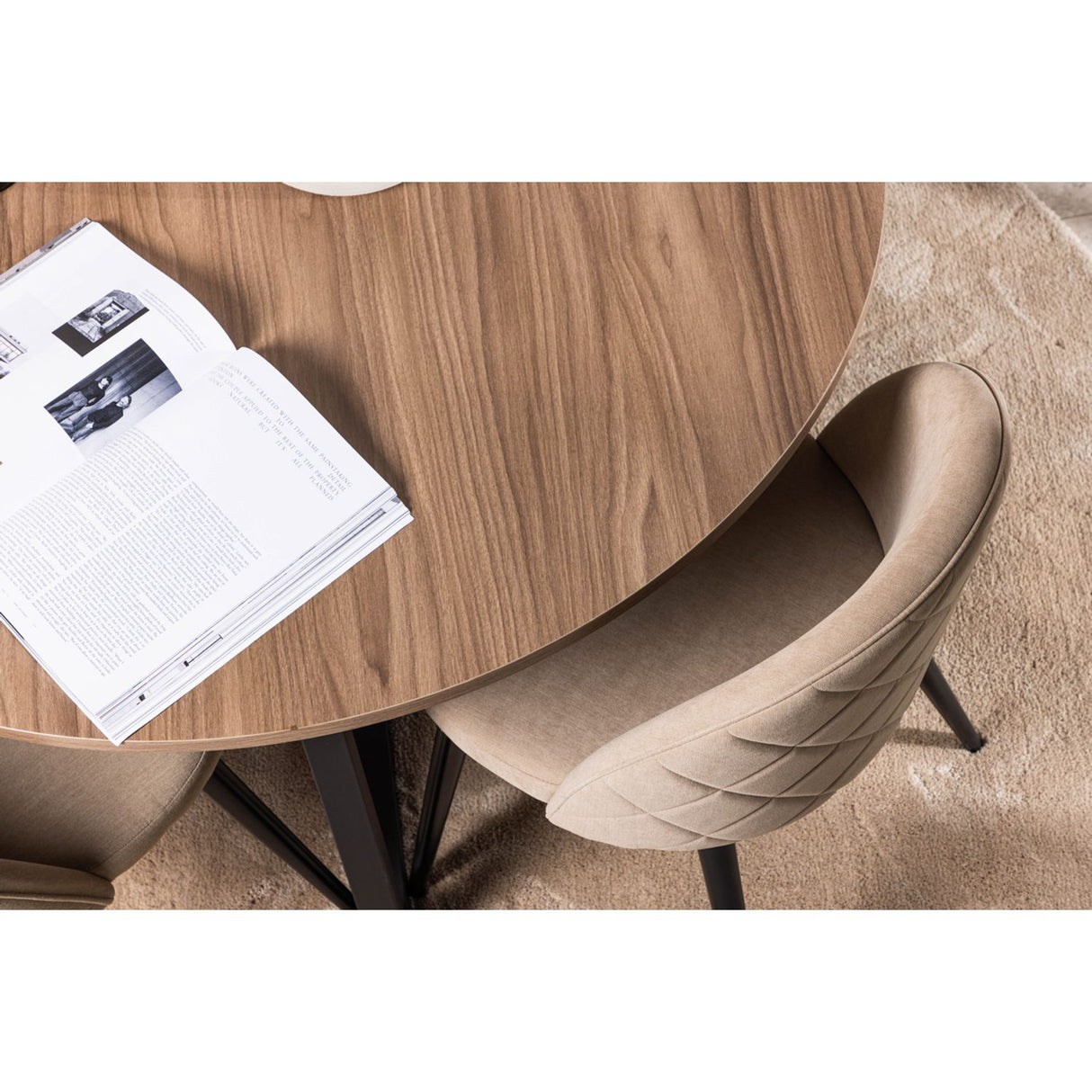 Durango, Velvet Rund matgrupp Beige, Svart, Svart, valnöt, ⌀120