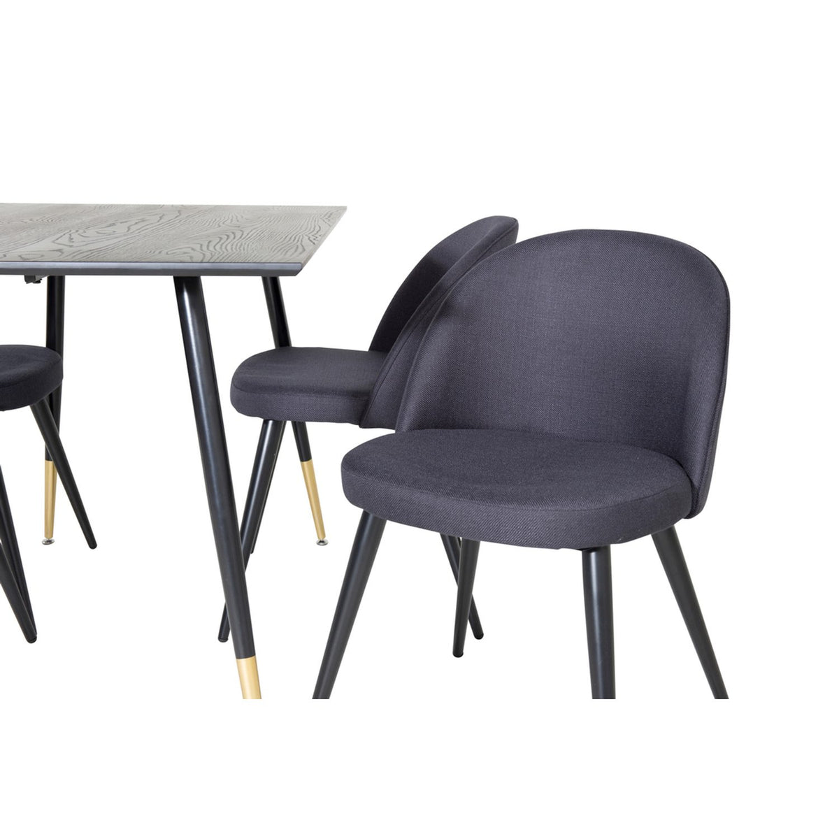 Dipp, Velvet Rund matgrupp Svart, Svart,Guld, 120 x 85