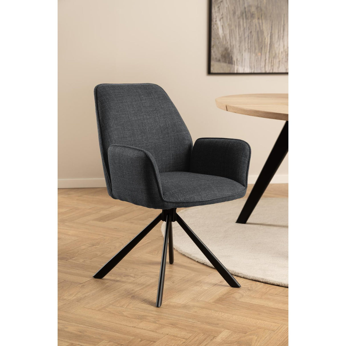 Bayonne Karmstol Basel tyg Mörkgrå