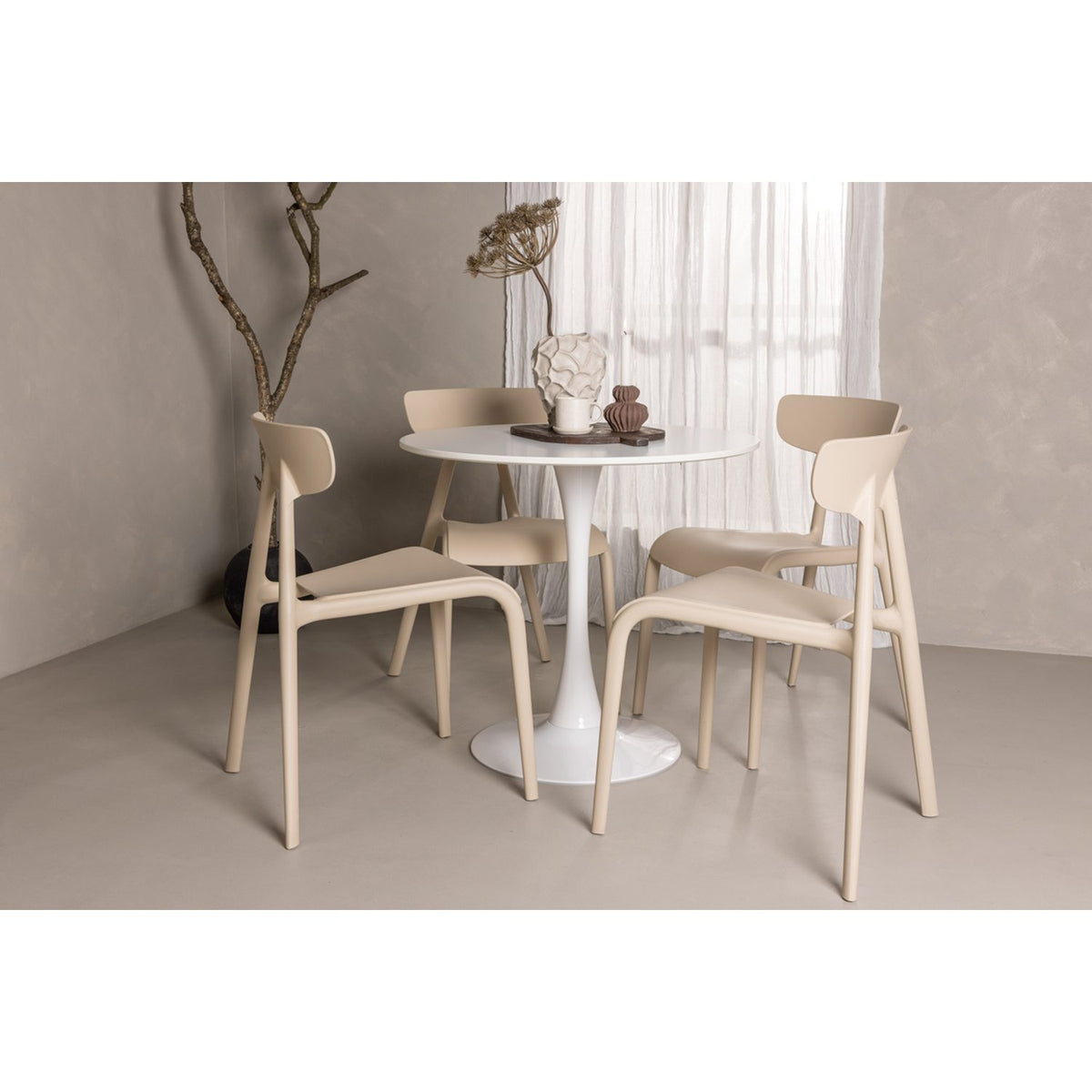 Hamden, Ursholmen Rund matgrupp Beige, Vit, ⌀80