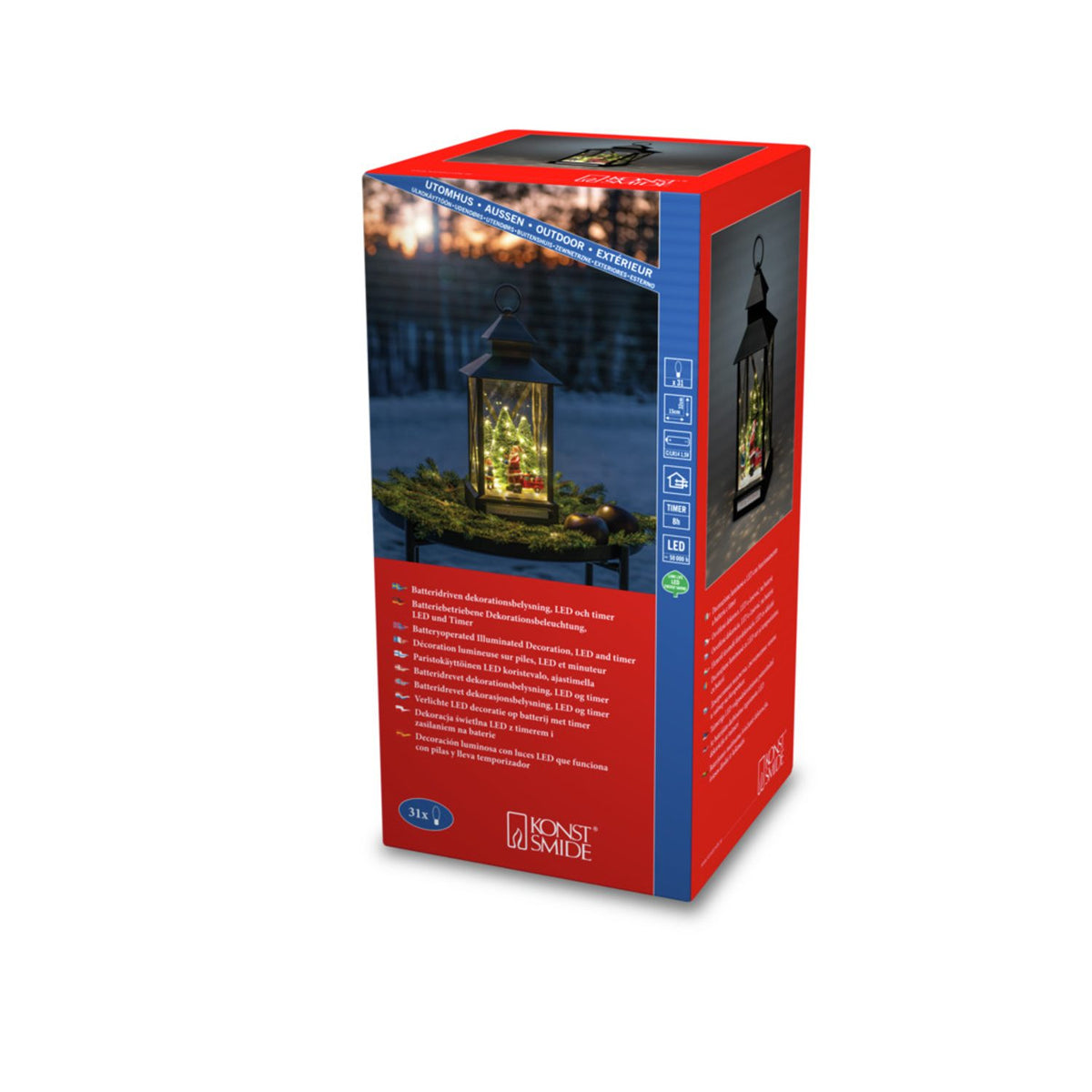 Liten ljuslykta 31 LED Jultomte Ljusdekoration Ute