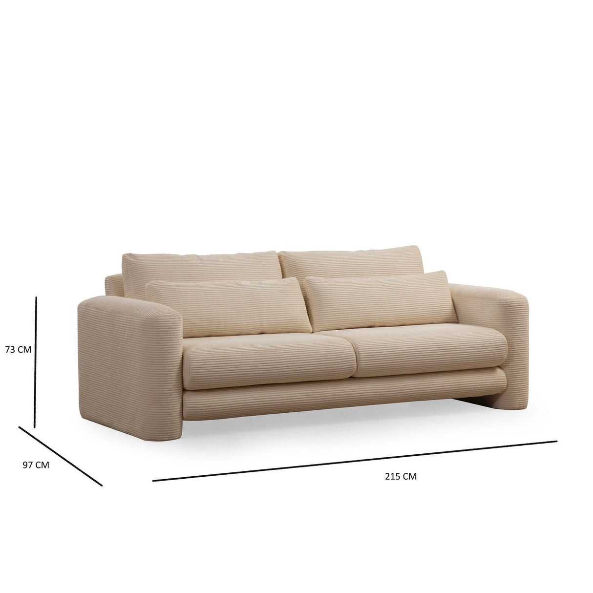 Tallinn (215 x 97 x 73 cm) 3-sitssoffa Beige