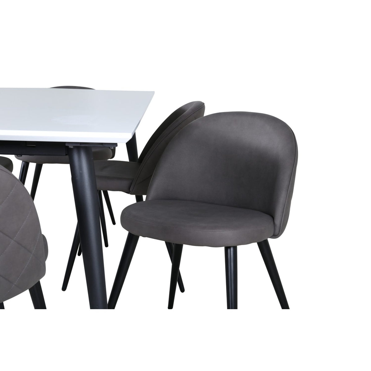 Jimmy, Velvet Rektangulär matgrupp Svart,Grå, Svart,Vitt, 195 x 90