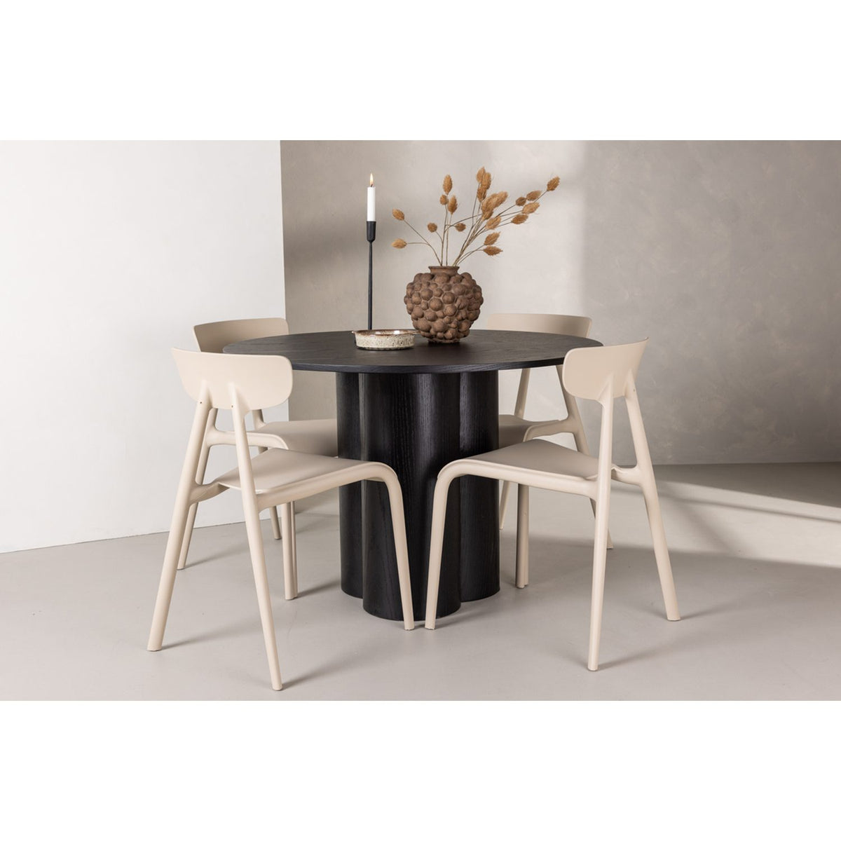 Olivia, Ursholmen Rund matgrupp Beige, Svart, ⌀110