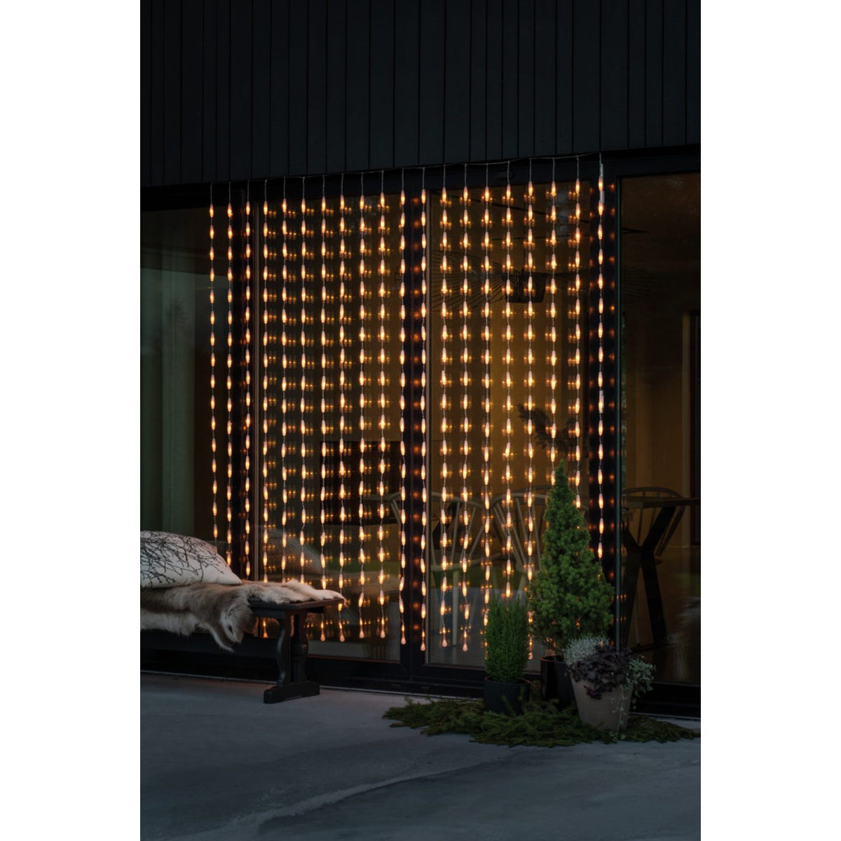 Gardin Droppar LED Ljusslinga Ute 200x200 cm, Amber