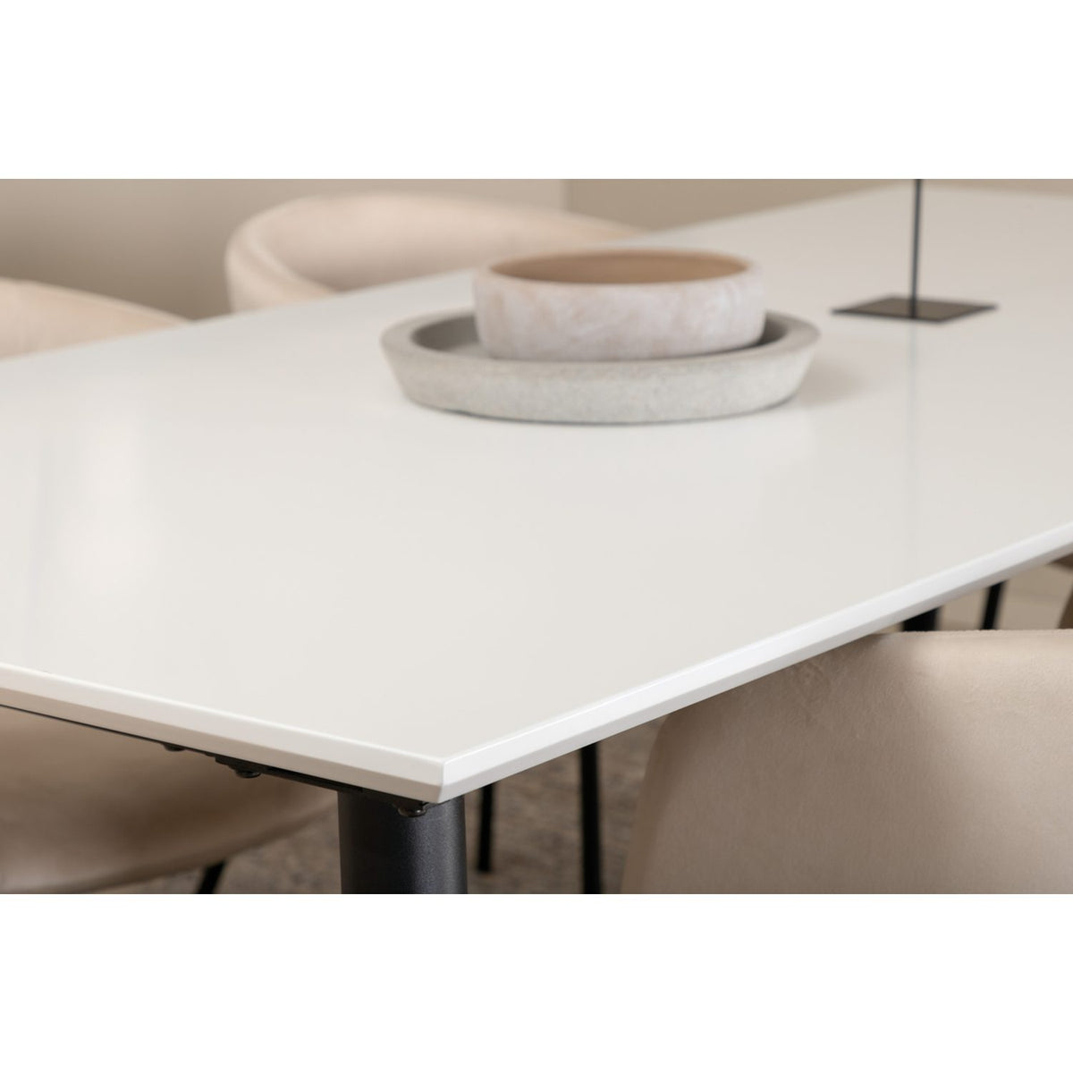 Jimmy, Berit Rektangulär matgrupp Beige, Svart, Svart,Vitt, 195 x 90