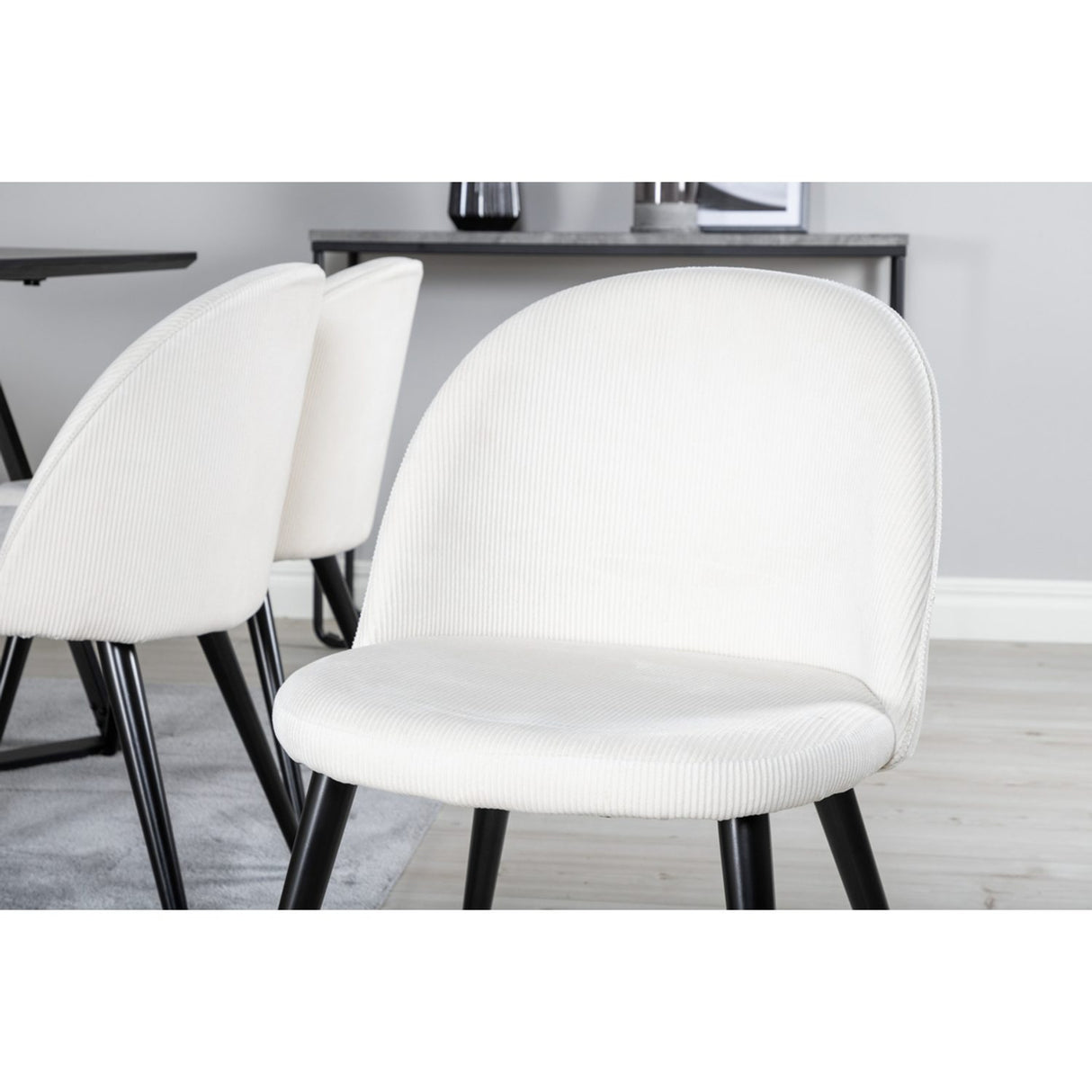 Marina, Velvet Rektangulär matgrupp Svart,Crème, Svart, 180 x 90