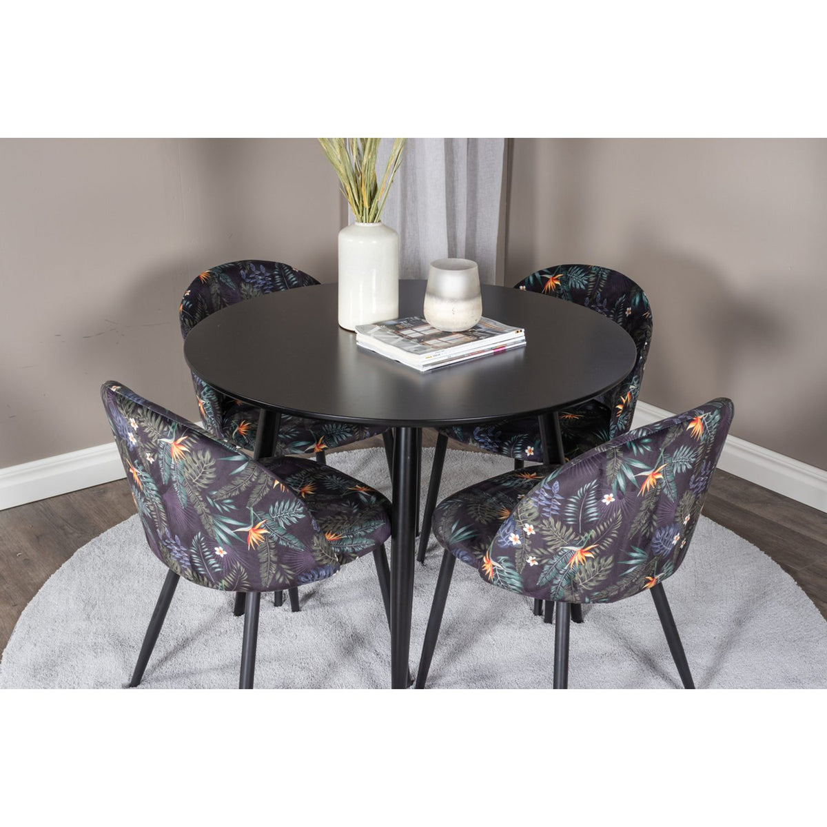 Plaza, Sammet Rund matgrupp Svart, Svart, 4st
