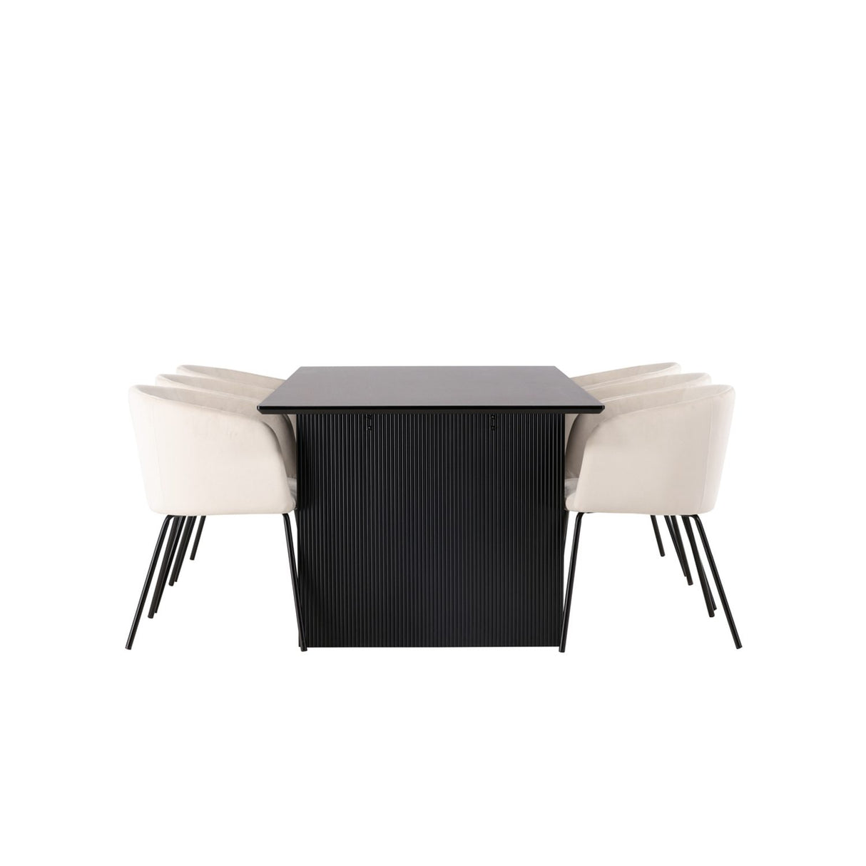 Vail, Berit Rektangulär matgrupp Beige, Svart, Svart, 200 x 100