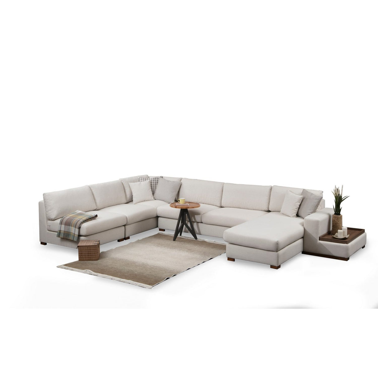 Surabaya 9 (272-428 x 95 x 85 cm) Vit Hörnsoffa