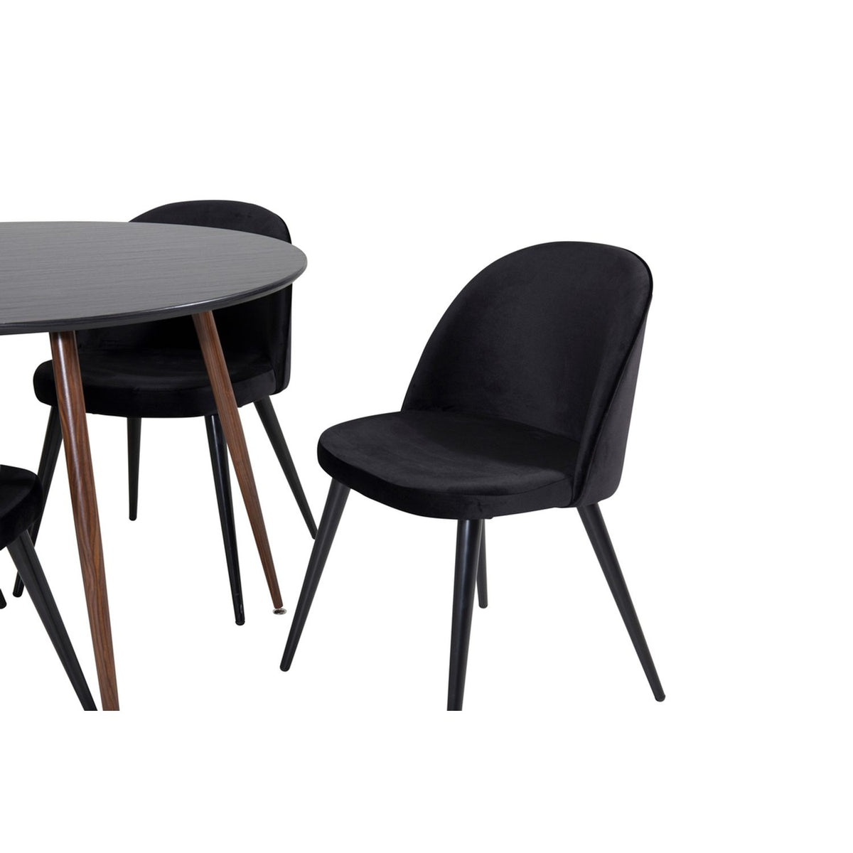 Plaza, Velvet Rund matgrupp Svart, Svart, 4st