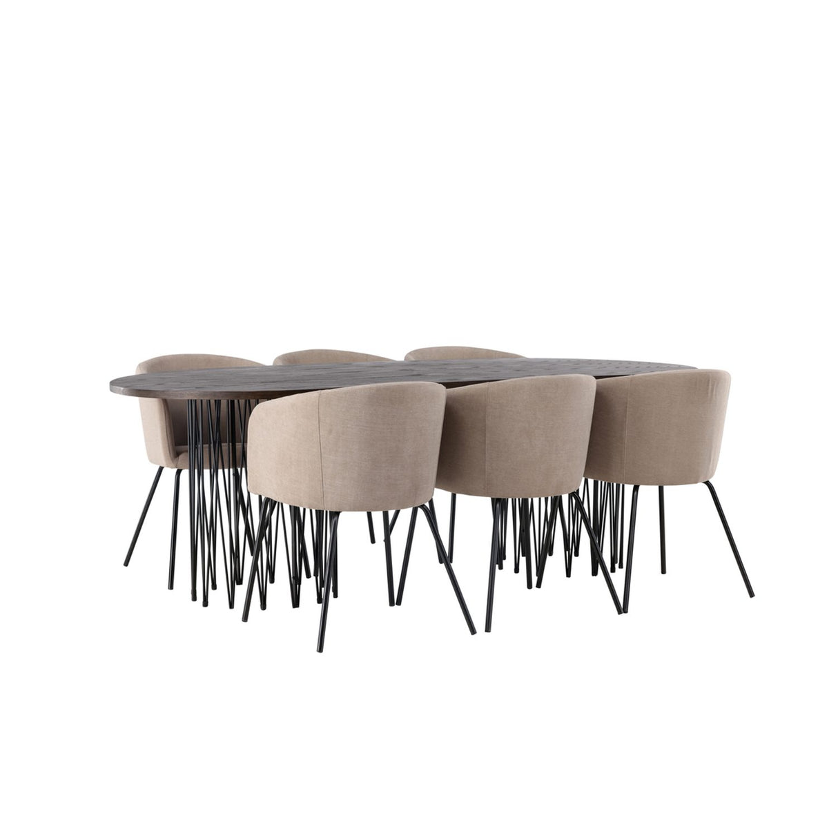Stone, Berit Rektangulär matgrupp Beige, Svart, Svart, Mocka, 220 x 100