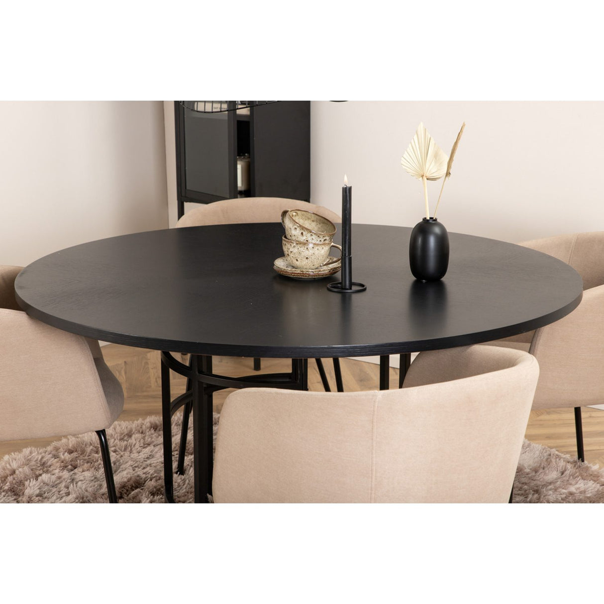 Copenhagen, Berit Rund matgrupp Beige, Svart, Svart, ⌀140