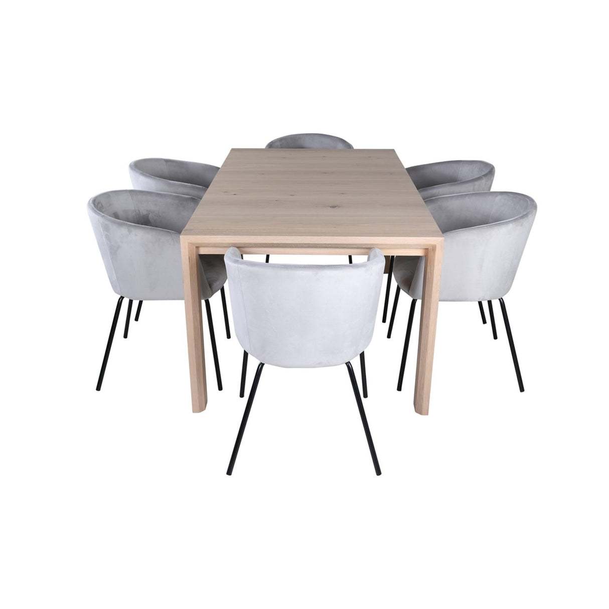 Slider, Berit Rektangulär matgrupp Svart,Grå, Vitlaserad, 170 x 95